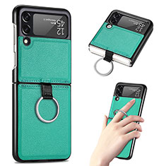 Luxus Leder Hülle Handyhülle und Kunststoff Schutzhülle Hartschalen Tasche S01 für Samsung Galaxy Z Flip3 5G Grün