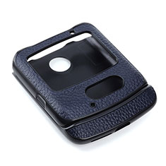 Luxus Leder Hülle Handyhülle und Kunststoff Schutzhülle Hartschalen Tasche S03 für Motorola Moto RAZR (2022) 5G Blau