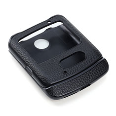 Luxus Leder Hülle Handyhülle und Kunststoff Schutzhülle Hartschalen Tasche S03 für Motorola Moto RAZR (2022) 5G Schwarz