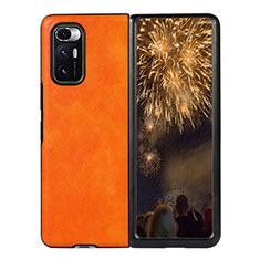 Luxus Leder Hülle Handyhülle und Kunststoff Schutzhülle Hartschalen Tasche S03 für Xiaomi Mix Fold 5G Orange
