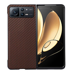 Luxus Leder Hülle Handyhülle und Kunststoff Schutzhülle Hartschalen Tasche S04 für Xiaomi Mix Fold 2 5G Braun