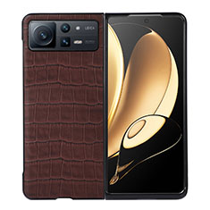Luxus Leder Hülle Handyhülle und Kunststoff Schutzhülle Hartschalen Tasche S06 für Xiaomi Mix Fold 2 5G Braun
