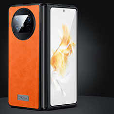Luxus Leder Hülle Handyhülle und Kunststoff Schutzhülle Hartschalen Tasche SD1 für Huawei Mate X3 Orange