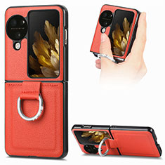 Luxus Leder Hülle Handyhülle und Kunststoff Schutzhülle Hartschalen Tasche SD1 für Oppo Find N3 Flip 5G Orange