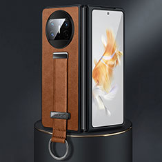 Luxus Leder Hülle Handyhülle und Kunststoff Schutzhülle Hartschalen Tasche SD3 für Huawei Mate X3 Braun