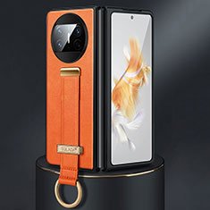 Luxus Leder Hülle Handyhülle und Kunststoff Schutzhülle Hartschalen Tasche SD3 für Huawei Mate X3 Orange