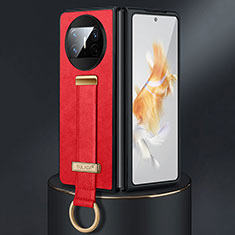 Luxus Leder Hülle Handyhülle und Kunststoff Schutzhülle Hartschalen Tasche SD3 für Huawei Mate X3 Rot