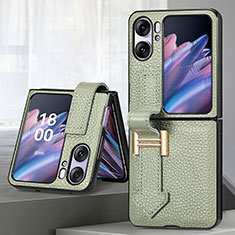 Luxus Leder Hülle Handyhülle und Kunststoff Schutzhülle Hartschalen Tasche SD4 für Oppo Find N2 Flip 5G Grün