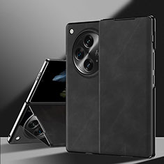 Luxus Leder Hülle Handyhülle und Kunststoff Schutzhülle Hartschalen Tasche SY1 für Oppo Find N3 5G Schwarz