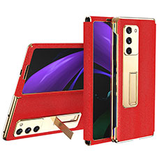 Luxus Leder Hülle Handyhülle und Kunststoff Schutzhülle Hartschalen Tasche T02 für Samsung Galaxy Z Fold2 5G Rot