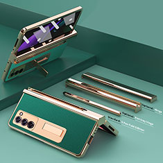 Luxus Leder Hülle Handyhülle und Kunststoff Schutzhülle Hartschalen Tasche Z05 für Samsung Galaxy Z Fold2 5G Grün