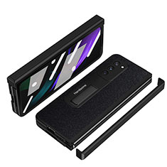 Luxus Leder Hülle Handyhülle und Kunststoff Schutzhülle Hartschalen Tasche Z07 für Samsung Galaxy Z Fold2 5G Schwarz
