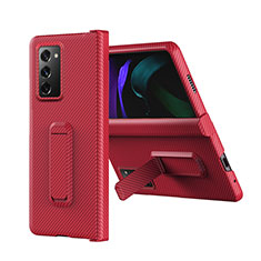 Luxus Leder Hülle Handyhülle und Kunststoff Schutzhülle Hartschalen Tasche Z08 für Samsung Galaxy Z Fold2 5G Rot