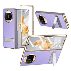 Luxus Leder Hülle Handyhülle und Kunststoff Schutzhülle Hartschalen Tasche ZL1 für Huawei Mate X3 Violett