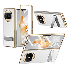 Luxus Leder Hülle Handyhülle und Kunststoff Schutzhülle Hartschalen Tasche ZL1 für Huawei Mate X3 Weiß