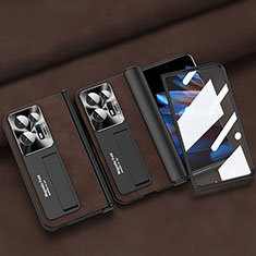 Luxus Leder Hülle Handyhülle und Kunststoff Schutzhülle Hartschalen Tasche ZL3 für Oppo Find N2 5G Braun