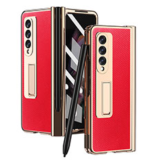 Luxus Leder Hülle Handyhülle und Kunststoff Schutzhülle Hartschalen Tasche ZL3 für Samsung Galaxy Z Fold4 5G Rot