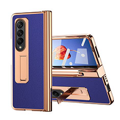 Luxus Leder Hülle Handyhülle und Kunststoff Schutzhülle Hartschalen Tasche ZL6 für Samsung Galaxy Z Fold4 5G Blau