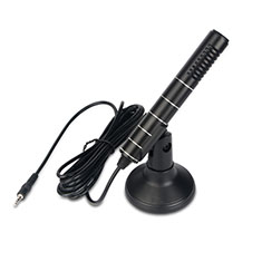 Mini-Stereo-Mikrofon Mic 3.5 mm Klinkenbuchse Mit Stand K02 für Oppo A2 Pro 5G Schwarz