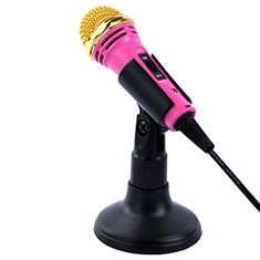 Mini-Stereo-Mikrofon Mic 3.5 mm Klinkenbuchse Mit Stand M07 für Wiko View Xl 4G Rosa