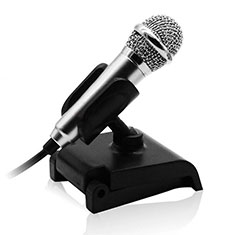 Mini-Stereo-Mikrofon Mic 3.5 mm Klinkenbuchse Mit Stand für Oppo A53s Silber