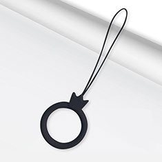 Schlüsselband Schlüsselbänder Schlüsselanhänger mit Fingerring R07 für LG Q52 Schwarz