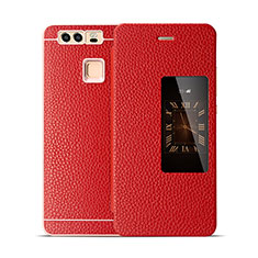 Schutzhülle Flip Tasche Leder für Huawei P9 Plus Rot