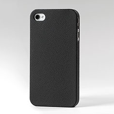 Schutzhülle Kunststoff Schutzhülle Leder für Apple iPhone 4 Schwarz