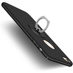 Schutzhülle Kunststoff Tasche Matt Loch mit Fingerring Ständer für Apple iPhone 6 Schwarz