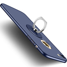 Schutzhülle Kunststoff Tasche Matt Loch mit Fingerring Ständer für Apple iPhone 7 Blau