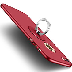 Schutzhülle Kunststoff Tasche Matt Loch mit Fingerring Ständer für Apple iPhone 7 Rot