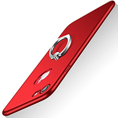 Schutzhülle Kunststoff Tasche Matt mit Fingerring Ständer A02 für Apple iPhone SE (2020) Rot