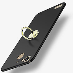 Schutzhülle Kunststoff Tasche Matt mit Fingerring Ständer A02 für Huawei Enjoy 5S Schwarz