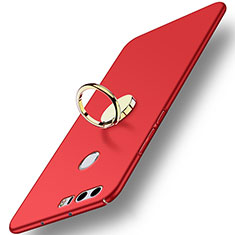 Schutzhülle Kunststoff Tasche Matt mit Fingerring Ständer A03 für Huawei Honor 8 Rot