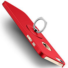 Schutzhülle Kunststoff Tasche Matt mit Fingerring Ständer für Apple iPhone 5S Rot