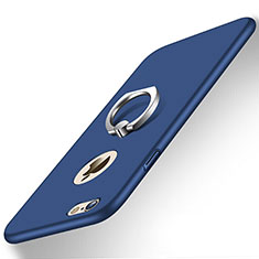 Schutzhülle Kunststoff Tasche Matt mit Fingerring Ständer für Apple iPhone 6 Blau
