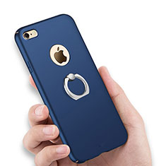 Schutzhülle Kunststoff Tasche Matt mit Fingerring Ständer für Apple iPhone 6 Plus Blau