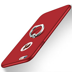 Schutzhülle Kunststoff Tasche Matt mit Fingerring Ständer für Apple iPhone 6 Rot