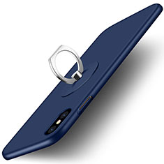 Schutzhülle Kunststoff Tasche Matt mit Fingerring Ständer für Apple iPhone X Blau