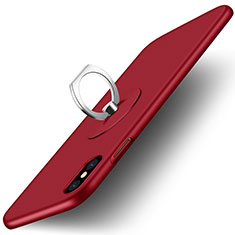 Schutzhülle Kunststoff Tasche Matt mit Fingerring Ständer für Apple iPhone Xs Max Rot