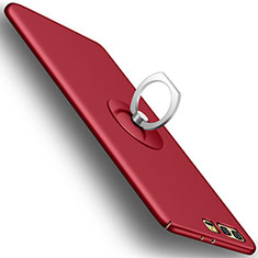 Schutzhülle Kunststoff Tasche Matt mit Fingerring Ständer für Huawei Honor 9 Premium Rot