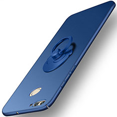 Schutzhülle Kunststoff Tasche Matt mit Fingerring Ständer für Huawei Nova 2 Blau