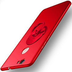 Schutzhülle Kunststoff Tasche Matt mit Fingerring Ständer für Huawei Nova Rot
