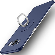 Schutzhülle Kunststoff Tasche Matt mit Fingerring Ständer für Samsung Galaxy S8 Blau