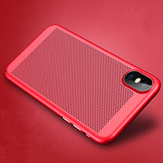 Schutzhülle Kunststoff Tasche Punkte Loch für Apple iPhone Xs Rot