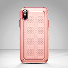 Schutzhülle Kunststoff und Silikon Hülle Punkte Loch für Apple iPhone Xs Max Rosa