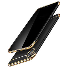 Schutzhülle Luxus Metall Rahmen und Kunststoff C01 für Apple iPhone Xs Schwarz