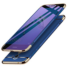 Schutzhülle Luxus Metall Rahmen und Kunststoff für Huawei Y7 Prime Blau
