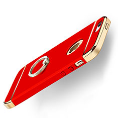 Schutzhülle Luxus Metall Rahmen und Kunststoff mit Fingerring Ständer für Apple iPhone 5S Rot