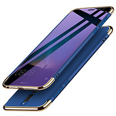 Schutzhülle Luxus Metall Rahmen und Kunststoff mit Fingerring Ständer für Huawei G10 Blau